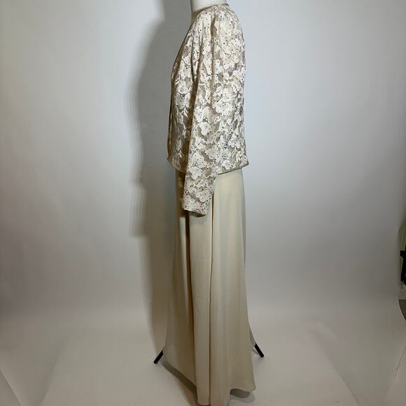 NWD R&M Collection Beige 2PC Special Occasion Evening Gown Formal Womens Size 8 - Picture 4 of 16